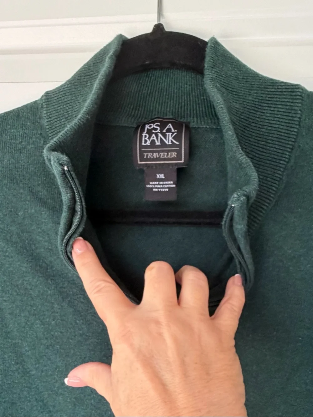 Jos. A. Bank Traveler Men’s XXL Pima Cotton Quarter Zip Pullover Sweater Green